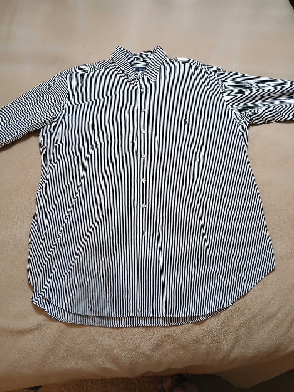 Polo by Ralph Lauren Men's Navy & White Striped Button-Down Shirt